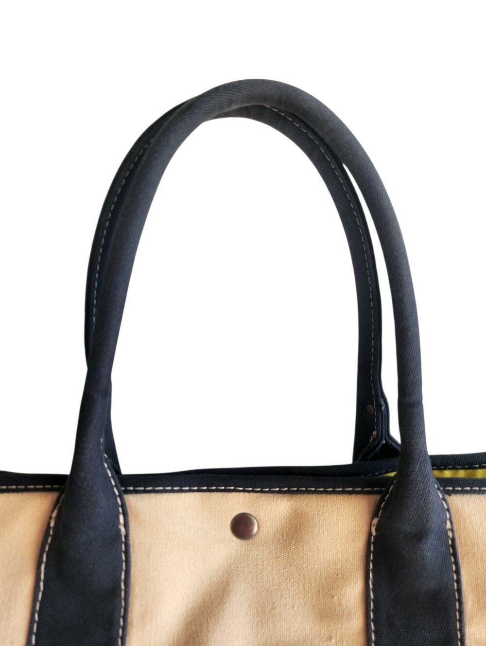 Vintage J. Crew Montauk Large Canvas Tote Natural Navy - Picture 12 of 16